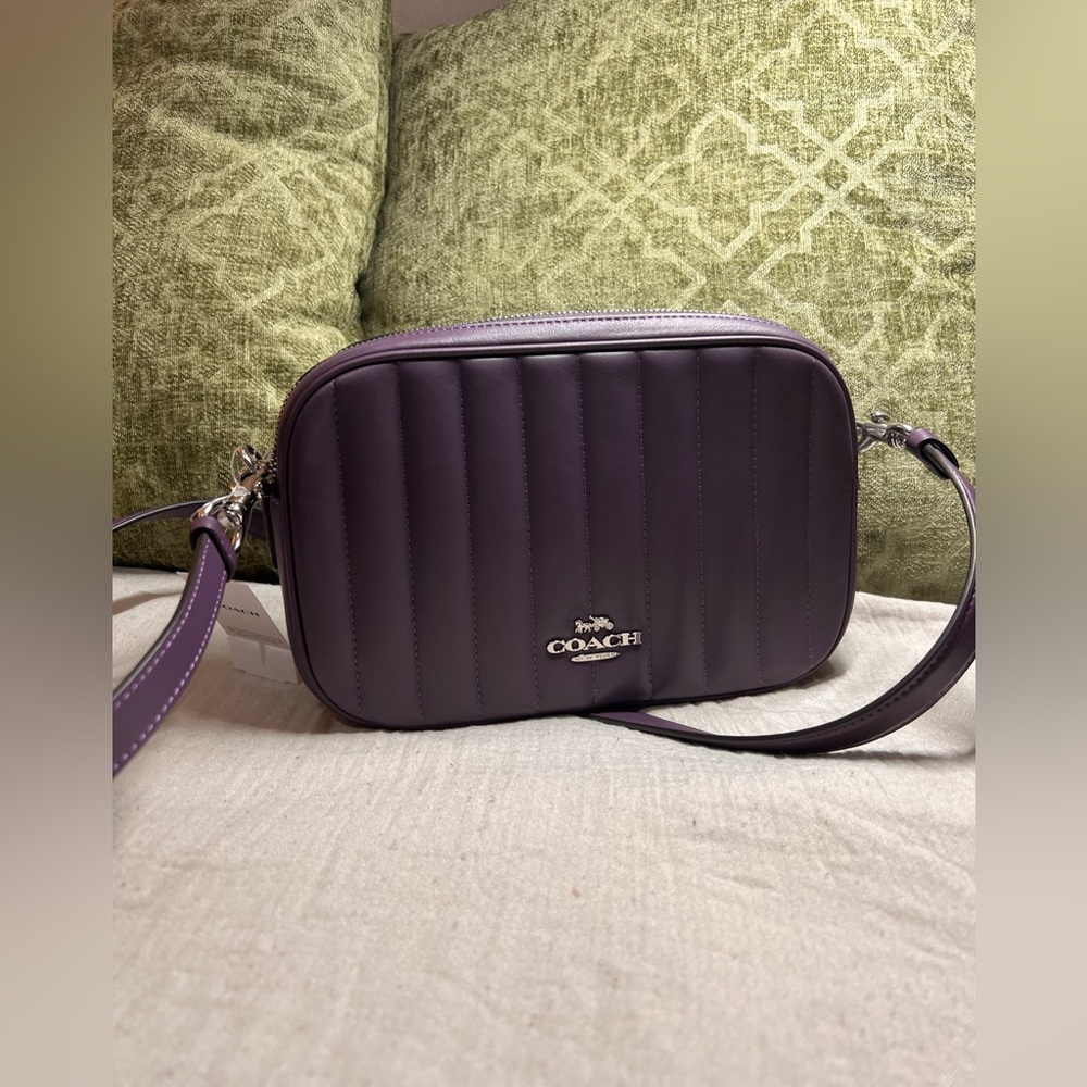 Coach puffy linear quilted Jes amethyst crossbody bag with detachable straps